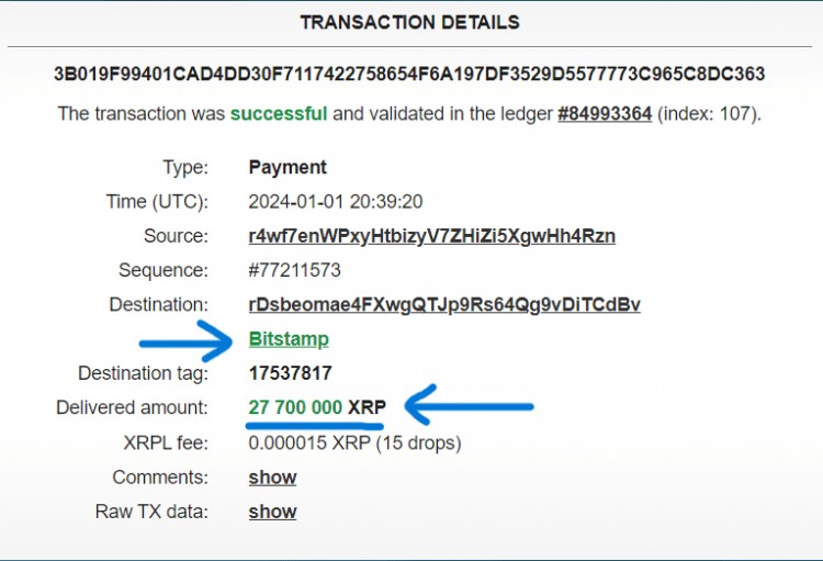 XRP警报2770万正在转移至BITSTAMP