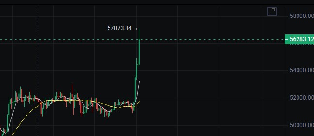 UNPREDICTABLEMARKETBITCOINBREAKS57000MARK